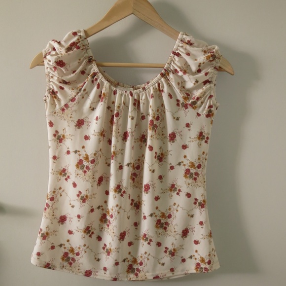 Vintage Made in Canada Floral Off the Shoulder Shirt - Picture 1 of 3